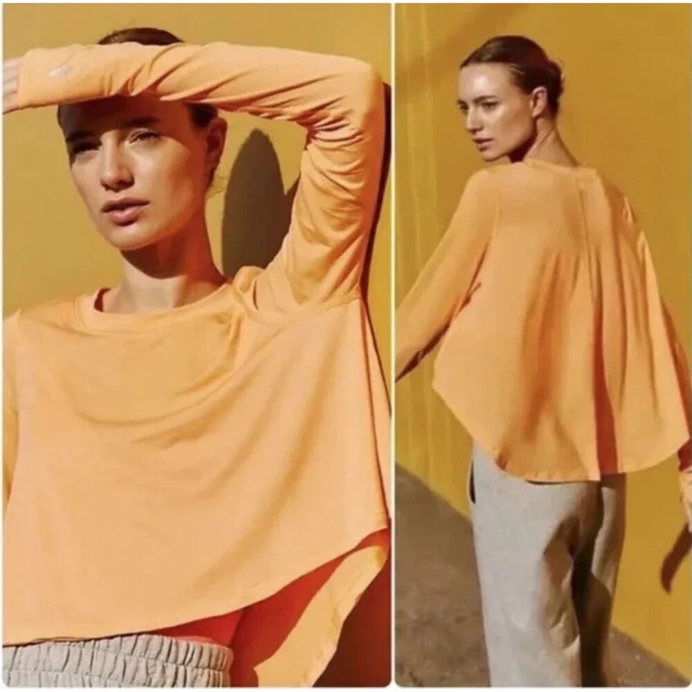 Free People Cadence Top Women's Orange Layered Long Sleeve Boho Casual Shirt S